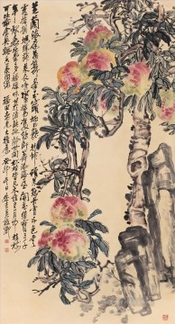 Wu cangshuo melocotones tinta china antigua Pinturas al óleo